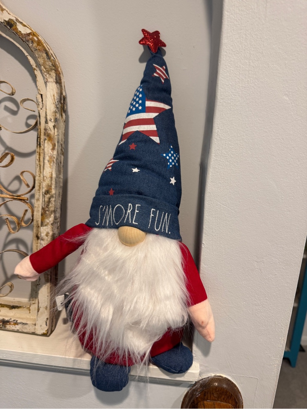 Rae Dunn Patriotic Navy Blue and Red Gnome Plush